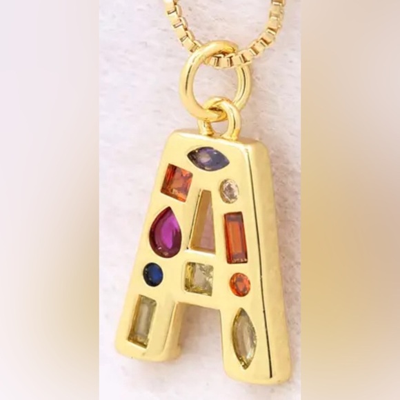 Letter “A” Pendant on Gold Colour Chain - Picture 1 of 2